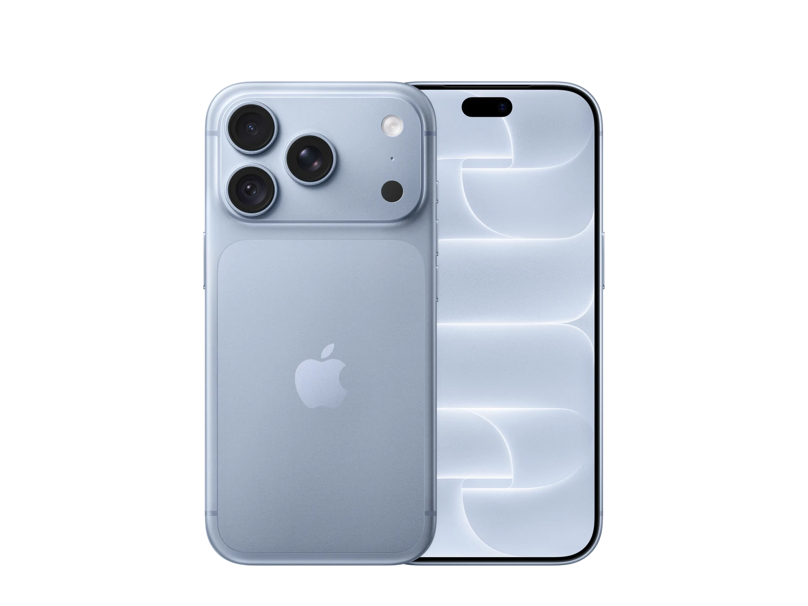 iPhone 18 Pro v barvě Glacier, celý telefon zepředu a zezadu