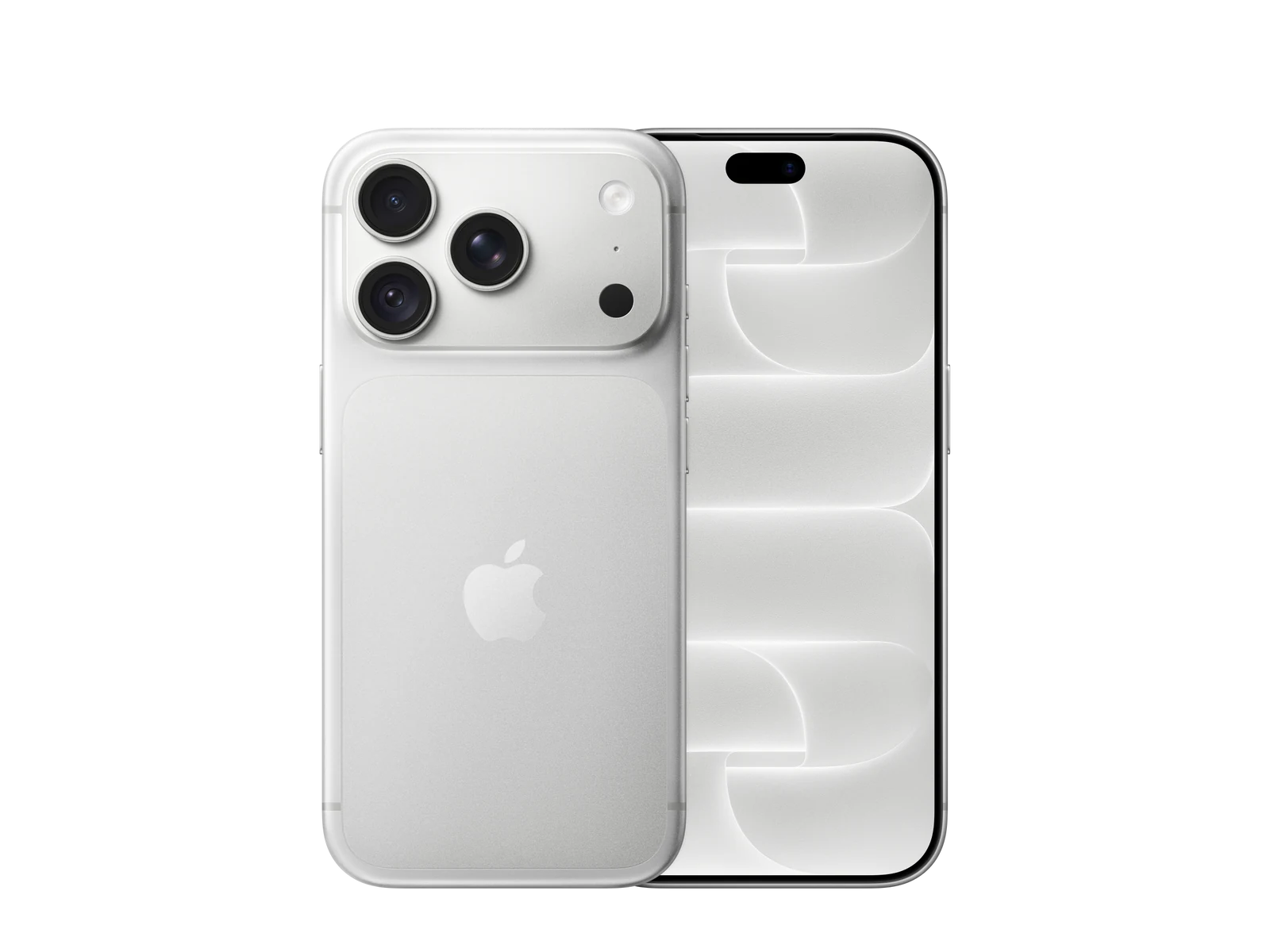 iPhone 18 Pro v barvě Silver – čelní a zadní pohled