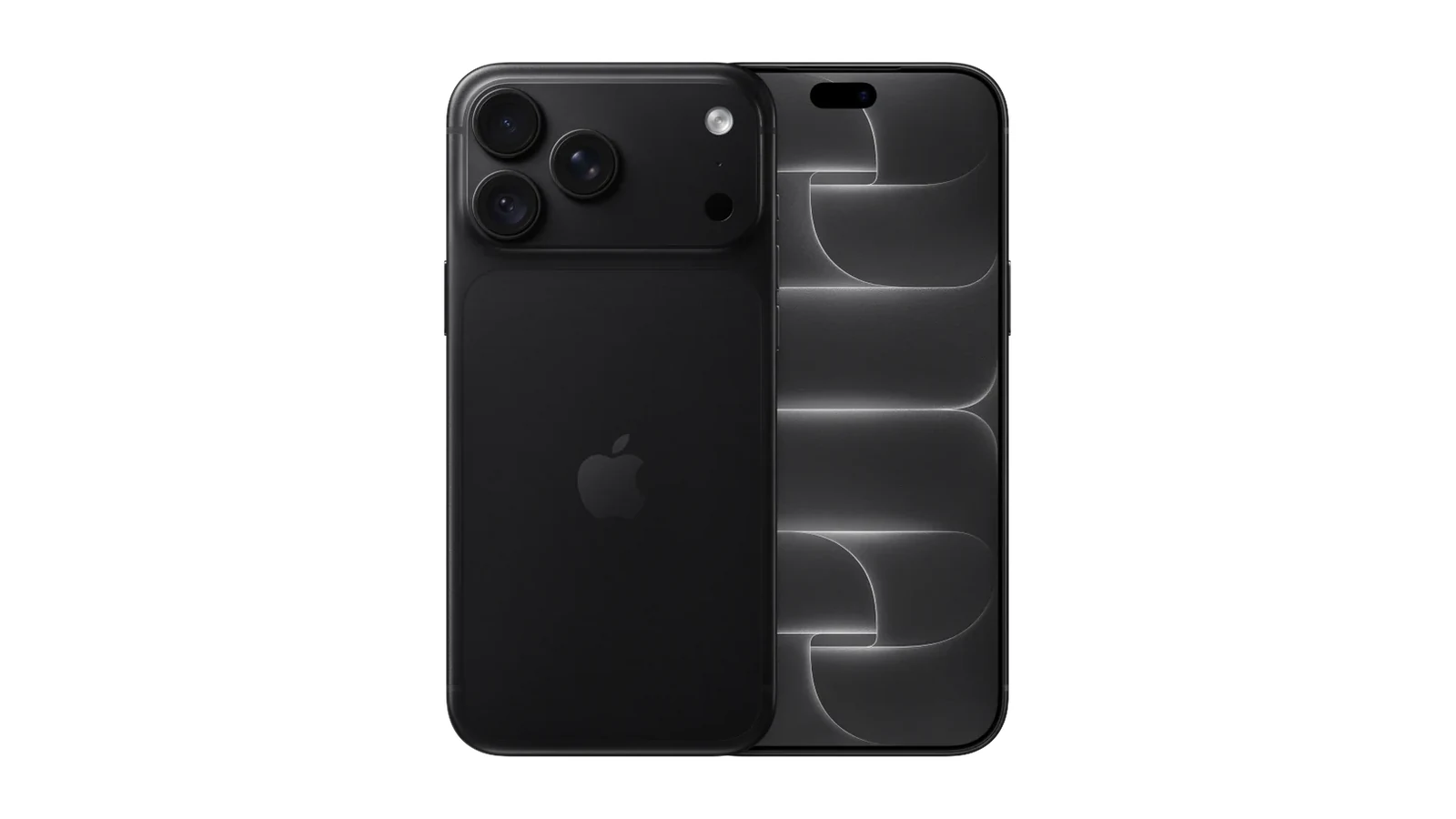 iPhone 18 Pro Max v barvě Black, celý telefon zepředu a zezadu