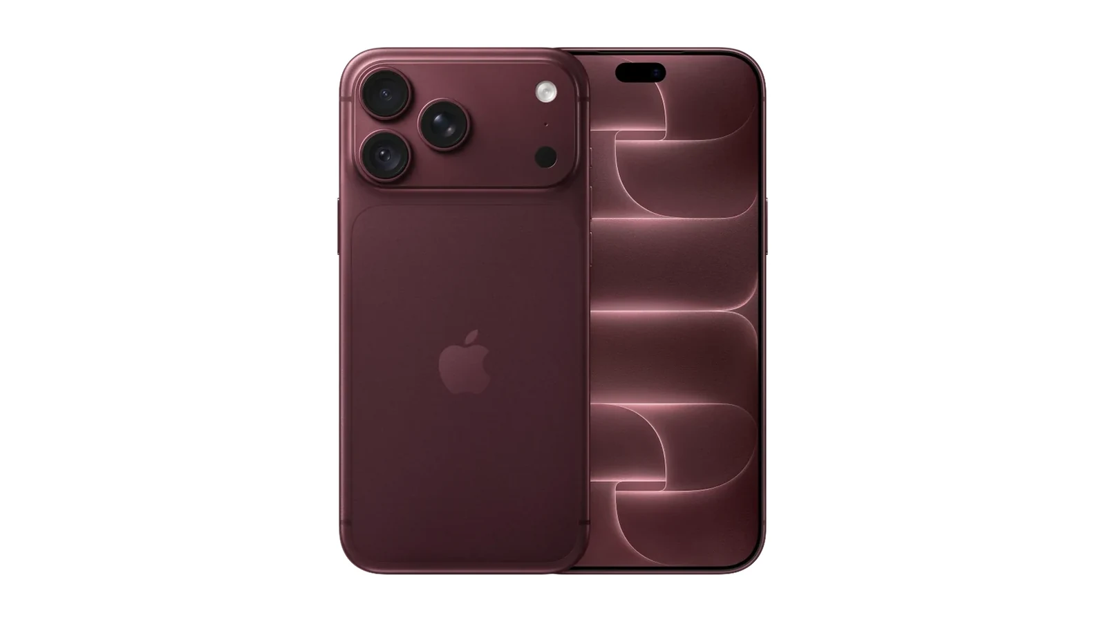 iPhone 18 Pro Max v barvě Burgundy – čelní pohled na displej